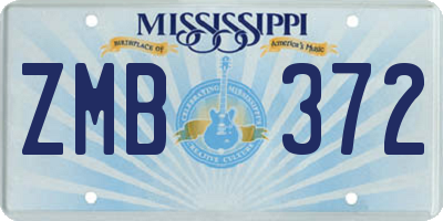 MS license plate ZMB372