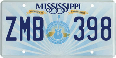 MS license plate ZMB398