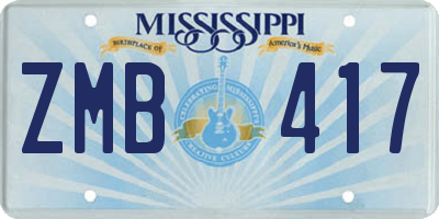 MS license plate ZMB417