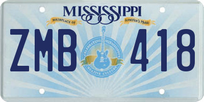 MS license plate ZMB418
