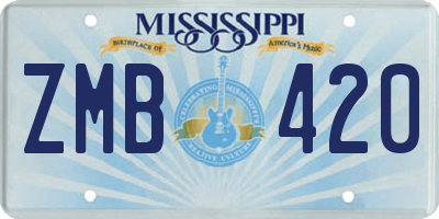 MS license plate ZMB420
