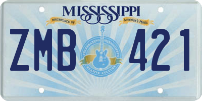 MS license plate ZMB421