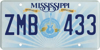 MS license plate ZMB433