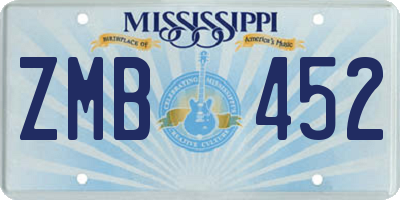 MS license plate ZMB452
