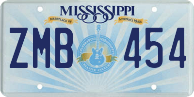 MS license plate ZMB454