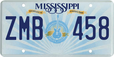 MS license plate ZMB458