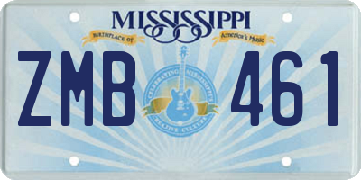 MS license plate ZMB461