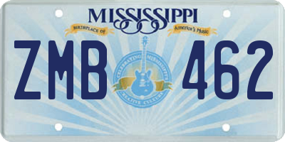 MS license plate ZMB462