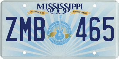 MS license plate ZMB465