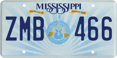 MS license plate ZMB466