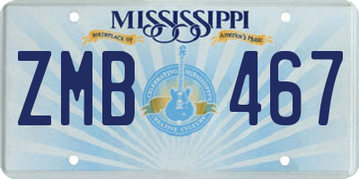 MS license plate ZMB467