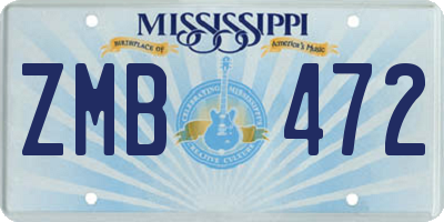 MS license plate ZMB472