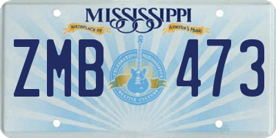 MS license plate ZMB473
