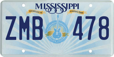 MS license plate ZMB478