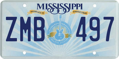 MS license plate ZMB497