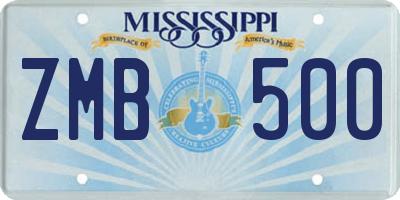 MS license plate ZMB500