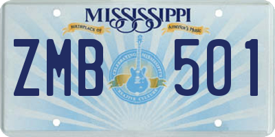 MS license plate ZMB501