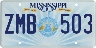 MS license plate ZMB503