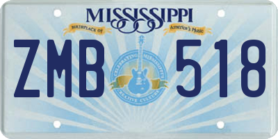MS license plate ZMB518