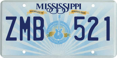 MS license plate ZMB521