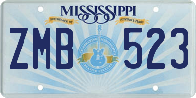 MS license plate ZMB523