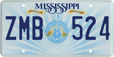 MS license plate ZMB524