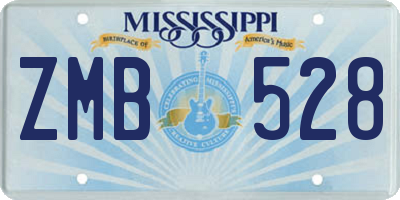 MS license plate ZMB528