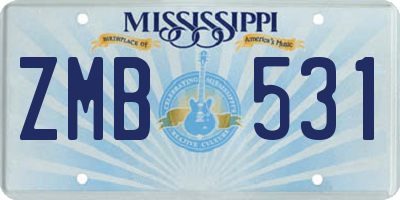 MS license plate ZMB531
