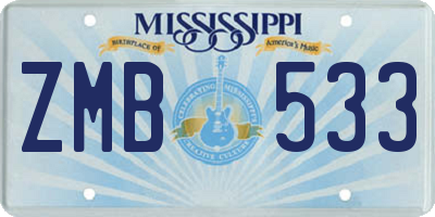 MS license plate ZMB533
