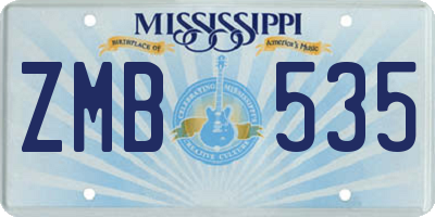 MS license plate ZMB535