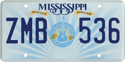 MS license plate ZMB536
