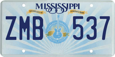 MS license plate ZMB537