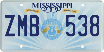 MS license plate ZMB538