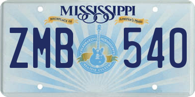 MS license plate ZMB540