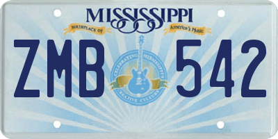 MS license plate ZMB542