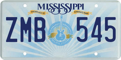 MS license plate ZMB545