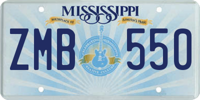 MS license plate ZMB550