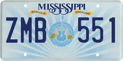 MS license plate ZMB551