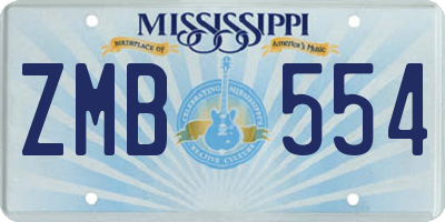 MS license plate ZMB554