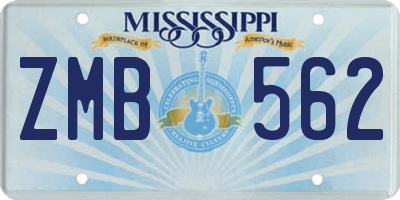 MS license plate ZMB562