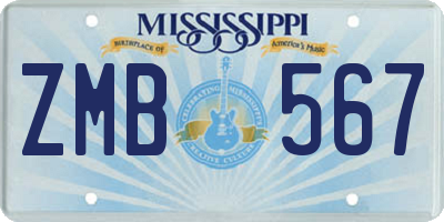 MS license plate ZMB567