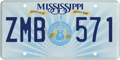MS license plate ZMB571