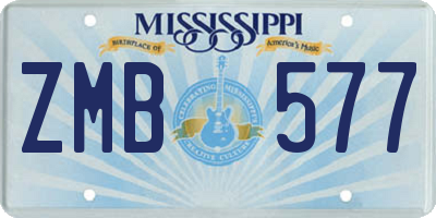 MS license plate ZMB577