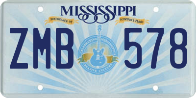 MS license plate ZMB578