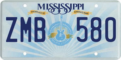 MS license plate ZMB580