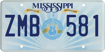 MS license plate ZMB581