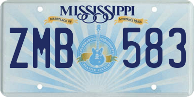 MS license plate ZMB583