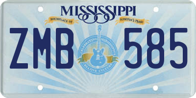 MS license plate ZMB585