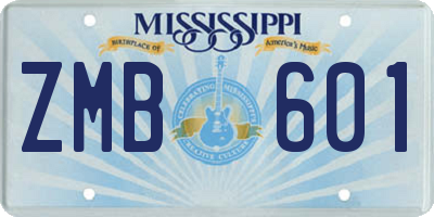 MS license plate ZMB601