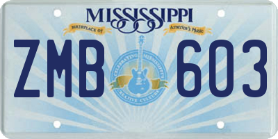 MS license plate ZMB603